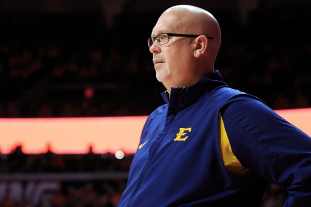CHAMPAIGN, ILLINOIS - DECEMBER 15: Head coach Steve Forbes of the East Tennessee State Buccaneers watches his team in the game against the Illinois Fighting Illini at State Farm Center on December 15, 2018 in Champaign, Illinois. (Photo by Justin Casterline/Getty Images)