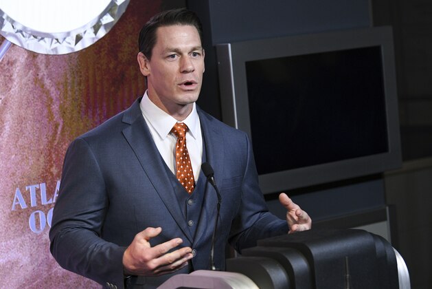 Actor John Cena speaks at the Empire State Building in support of the Make-A-Wish Foundation on Thursday, Dec. 20, 2018, in New York. (Photo by Evan Agostini/Invision/AP)