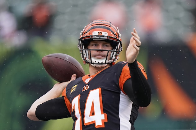 Cincinnati Bengals quarterback Andy Dalton warms up before an NFL football game against the Cleveland Browns, Sunday, Dec. 29, 2019, in Cincinnati. (AP Photo/Bryan Woolston)