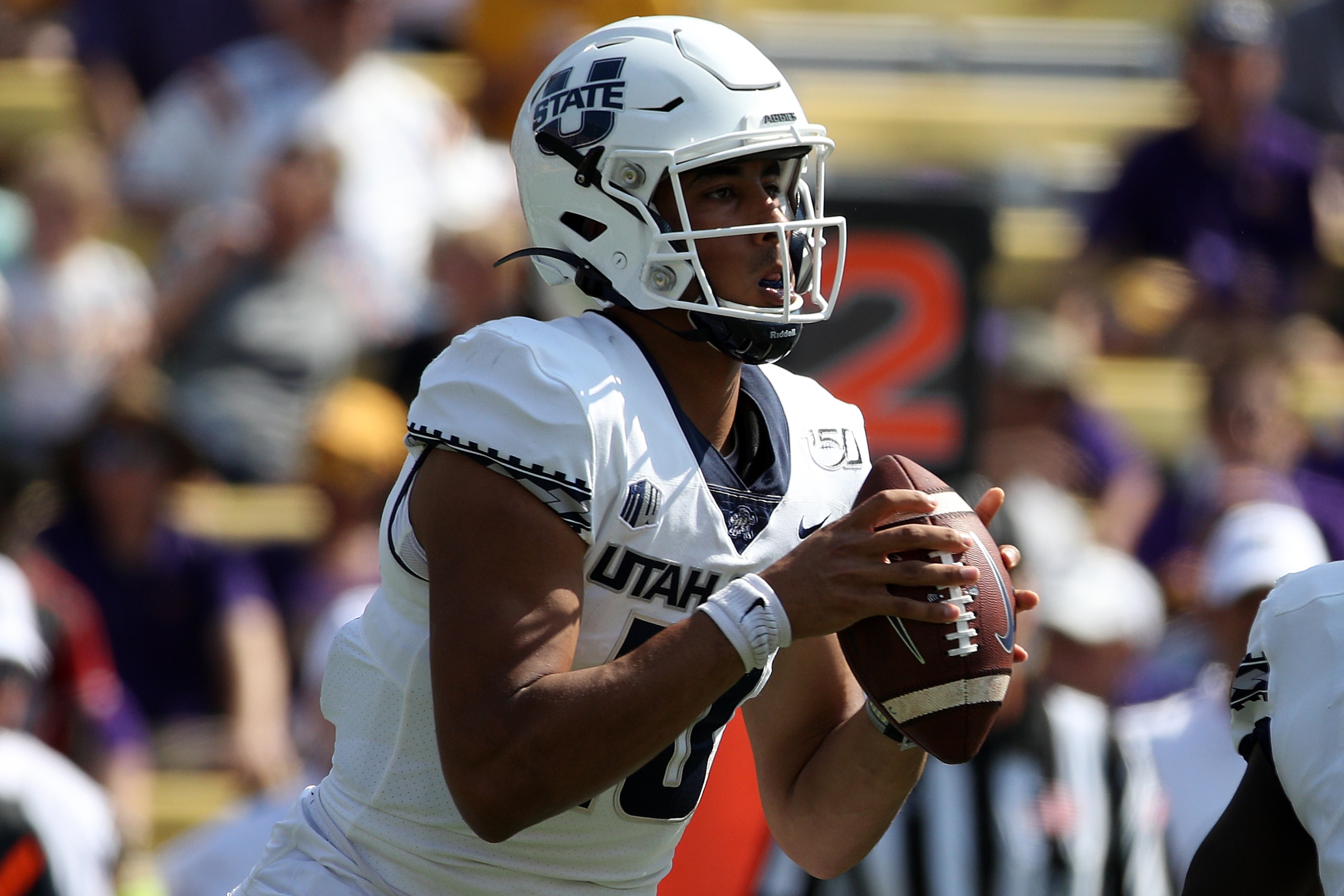 BATON ROUGE, LOUISIANA - OCTOBER 05: Quarterback Jordan Love #10 of the Utah State Aggies looks to throw a pass against the LSU Tigers at Tiger Stadium on October 05, 2019 in Baton Rouge, Louisiana. (Photo by Chris Graythen/Getty Images) BATON ROUGE, LOUISIANA - OCTOBER 05: Quarterback Jordan Love #10 of the Utah State Aggies looks to throw a pass against the LSU Tigers at Tiger Stadium on October 05, 2019 in Baton Rouge, Louisiana. (Photo by Chris Graythen/Getty Images)