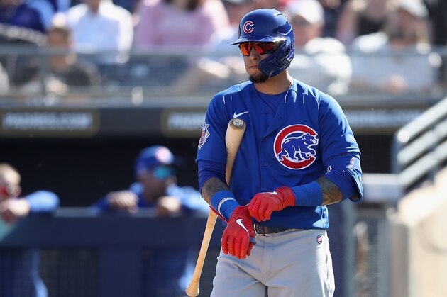 PEORIA, ARIZONA - FEBRUARY 24: Javier Baez #9 of the Chicago Cubs bats against the Seattle Mariners during the MLB spring training game at Peoria Stadium on February 24, 2020 in Peoria, Arizona. (Photo by Christian Petersen/Getty Images)