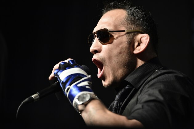 LAS VEGAS, NEVADA - MARCH 06: Tony Ferguson interacts with media during the UFC 249 press conference at T-Mobile Arena on March 06, 2020 in Las Vegas, Nevada. (Photo by Chris Unger/Zuffa LLC)