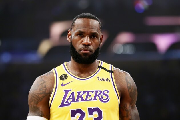 LOS ANGELES, CA - MARCH 10: LeBron James #23 of the Los Angeles Lakers looks on during a game against the Brooklyn Nets at the Staples Center on March 10, 2020 in Los Angeles, CA. NOTE TO USER: User expressly acknowledges and agrees that, by downloading and or using this photograph, User is consenting to the terms and conditions of the Getty Images License Agreement. Mandatory Credit: 2020 NBAE (Photo by Chris Elise/NBAE via Getty Images) LOS ANGELES, CA - MARCH 10: LeBron James #23 of the Los Angeles Lakers looks on during a game against the Brooklyn Nets at the Staples Center on March 10, 2020 in Los Angeles, CA. NOTE TO USER: User expressly acknowledges and agrees that, by downloading and or using this photograph, User is consenting to the terms and conditions of the Getty Images License Agreement. Mandatory Credit: 2020 NBAE (Photo by Chris Elise/NBAE via Getty Images)