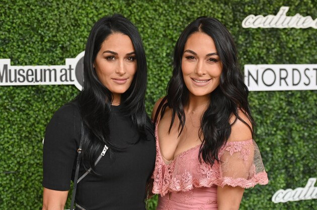 Professional wrestlers Brie and Nikki Bella aka 'The Bella Twins' attend the 2019 Couture Council Award Luncheon honoring French iconic footwear designer Christian Louboutin at the David H. Koch Theater on September 04, 2019 in New York City. (Photo by Angela Weiss / AFP)        (Photo credit should read ANGELA WEISS/AFP via Getty Images)