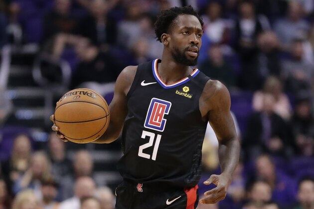 Los Angeles Clippers guard Patrick Beverley (21) against the Phoenix Suns during the second half of an NBA basketball game, Wednesday, Feb. 26, 2020, in Phoenix. (AP Photo/Matt York)