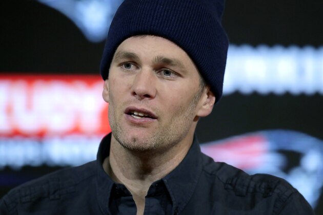 New England Patriots quarterback Tom Brady speaks to the media following an NFL wild-card playoff football game against the Tennessee Titans, Saturday, Jan. 4, 2020, in Foxborough, Mass. (AP Photo/Charles Krupa)