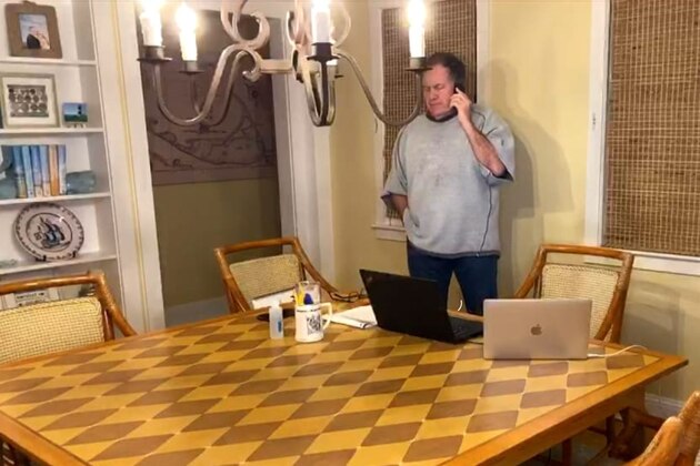 UNSPECIFIED LOCATION - APRIL 23: (EDITORIAL USE ONLY) In this still image from video provided by the New England Patriots, Head Coach Bill Belichick speaks via teleconference after being selected during the first round of the 2020 NFL Draft on April 23, 2020. (Photo by Getty Images/Getty Images)