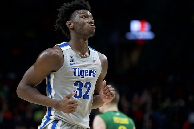 Memphis center James Wiseman runs off the court during the second half of an NCAA college basketball game against Oregon in Portland, Ore., Tuesday, Nov. 12, 2019. Oregon won 82-74. (AP Photo/Craig Mitchelldyer)