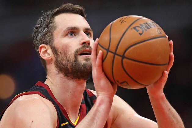 CHICAGO, ILLINOIS - MARCH 10: Kevin Love #0 of the Cleveland Cavaliers shoots a free throw against the Chicago Bulls at the United Center on March 10, 2020 in Chicago, Illinois. NOTE TO USER: User expressly acknowledges and agrees that, by downloading and or using this photograph, User is consenting to the terms and conditions of the Getty Images License Agreement. (Photo by Jonathan Daniel/Getty Images) CHICAGO, ILLINOIS - MARCH 10: Kevin Love #0 of the Cleveland Cavaliers shoots a free throw against the Chicago Bulls at the United Center on March 10, 2020 in Chicago, Illinois. NOTE TO USER: User expressly acknowledges and agrees that, by downloading and or using this photograph, User is consenting to the terms and conditions of the Getty Images License Agreement. (Photo by Jonathan Daniel/Getty Images)