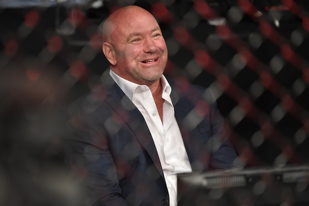 JACKSONVILLE, FLORIDA - MAY 09: UFC president Dana White congratulates Bryce Mitchell (not pictured) after his victory during the UFC 249 event at VyStar Veterans Memorial Arena on May 09, 2020 in Jacksonville, Florida. (Photo by Jeff Bottari/Zuffa LLC)