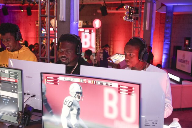 IMAGE DISTRIBUTED FOR NFL - Rondae Hollis-Jefferson of the Brooklyn Nets, from left, Damon