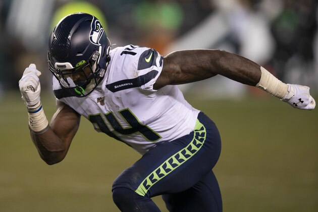 Seattle Seahawks wide receiver D.K. Metcalf (14) in action during an NFL wild-card playoff football game against the Philadelphia Eagles, Sunday, Jan. 5, 2020, in Philadelphia. Seattle won 17-9. (AP Photo/Chris Szagola) Seattle Seahawks wide receiver D.K. Metcalf (14) in action during an NFL wild-card playoff football game against the Philadelphia Eagles, Sunday, Jan. 5, 2020, in Philadelphia. Seattle won 17-9. (AP Photo/Chris Szagola)