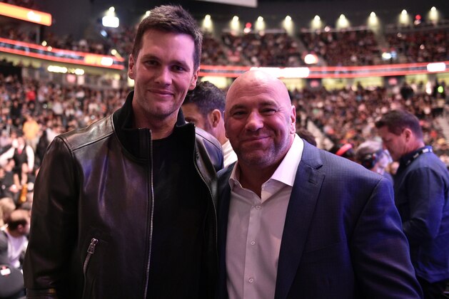 LAS VEGAS, NEVADA - JANUARY 18: Tom Brady poses for a photo with UFC president Dana White during the UFC 246 event at T-Mobile Arena on January 18, 2020 in Las Vegas, Nevada. (Photo by Chris Unger/Zuffa LLC via Getty Images)