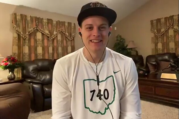 UNSPECIFIED LOCATION - APRIL 23: (EDITORIAL USE ONLY) In this still image from video provided by the Cincinnati Bengals, quarterback Joe Burrow speaks via teleconference after being selected during the first round of the 2020 NFL Draft on April 23, 2020. (Photo by Getty Images/Getty Images)