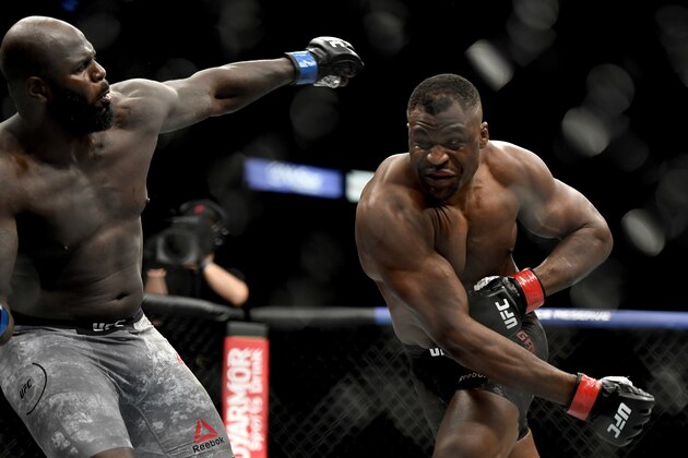 JACKSONVILLE, FLORIDA - MAY 09: Francis Ngannou (R) of Cameroon misses a punch against Jair Rozenstruik of Suriname in their Heavyweight fight during UFC 249 at VyStar Veterans Memorial Arena on May 09, 2020 in Jacksonville, Florida. (Photo by Douglas P. DeFelice/Getty Images) JACKSONVILLE, FLORIDA - MAY 09: Francis Ngannou (R) of Cameroon misses a punch against Jair Rozenstruik of Suriname in their Heavyweight fight during UFC 249 at VyStar Veterans Memorial Arena on May 09, 2020 in Jacksonville, Florida. (Photo by Douglas P. DeFelice/Getty Images)