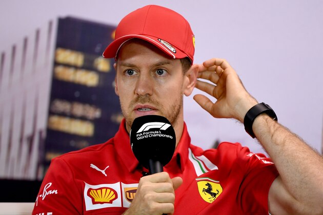 Ferrari's German driver Sebastian Vettel attends a press conference at the Albert Park circuit ahead of the Formula One Australian Grand Prix in Melbourne on March 12, 2020. (Photo by William WEST / AFP) / -- IMAGE RESTRICTED TO EDITORIAL USE - STRICTLY NO COMMERCIAL USE -- (Photo by WILLIAM WEST/AFP via Getty Images)