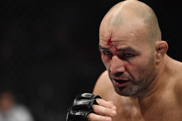 VANCOUVER, BRITISH COLUMBIA - SEPTEMBER 14:  Glover Teixeira of Brazil battles Nikita Krylov (not pictured) in their light heavyweight bout during the UFC Fight Night event at Rogers Arena on September 14, 2019 in Vancouver, Canada. (Photo by Jeff Bottari/Zuffa LLC/Zuffa LLC)