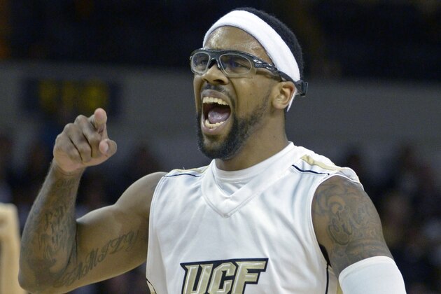 In this Dec. 29, 2010 photo, Central Florida guard Marcus Jordan celebrates a score during the first half of an NCAA college basketball game against Furman in Orlando, Fla. The second-born son of NBA great Michael Jordan, Marcus has led the team to its best ever Division 1 start.(AP Photo/Phelan M. Ebenhack)