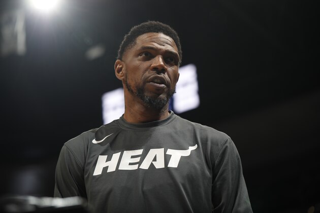 Miami Heat forward Udonis Haslem (40) in the first half of an NBA basketball game Tuesday, Nov. 5, 2019, in Denver. (AP Photo/David Zalubowski) Miami Heat forward Udonis Haslem (40) in the first half of an NBA basketball game Tuesday, Nov. 5, 2019, in Denver. (AP Photo/David Zalubowski)