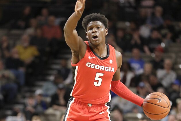 Georgia guard Anthony Edwards plays against Vanderbilt in the first half of an NCAA college basketball game Saturday, Feb. 22, 2020, in Nashville, Tenn. (AP Photo/Mark Humphrey)