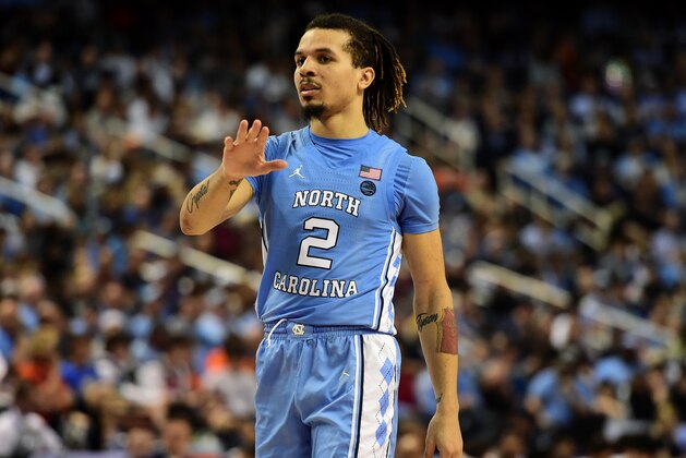 GREENSBORO, NORTH CAROLINA - MARCH 10: Cole Anthony #2 of the North Carolina Tar Heels reacts following a play against the Virginia Tech Hokies during their game in the first round of the 2020 Men's ACC Basketball Tournament at Greensboro Coliseum on March 10, 2020 in Greensboro, North Carolina. (Photo by Jared C. Tilton/Getty Images)