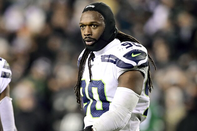 PHILADELPHIA, PENNSYLVANIA - JANUARY 05:  Jadeveon Clowney #90 of the Seattle Seahawks looks on against the Philadelphia Eagles in the NFC Wild Card Playoff game at Lincoln Financial Field on January 05, 2020 in Philadelphia, Pennsylvania. (Photo by Steven Ryan/Getty Images)