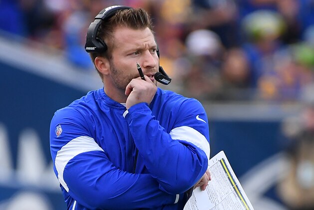 LOS ANGELES, CA - DECEMBER 29: Head coach Sean McVay of the Los Angeles Rams looks on from the sidelines in the first half of the game against the Arizona Cardinals at the Los Angeles Memorial Coliseum on December 29, 2019 in Los Angeles, California. (Photo by Jayne Kamin-Oncea/Getty Images)