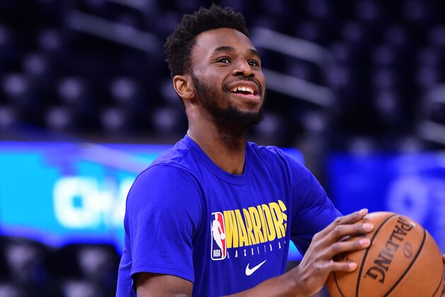 SAN FRANCISCO, CA - MARCH 10: Andrew Wiggins #22 of the Golden State Warriors smiles prior to a game against the LA Clippers on March 10, 2020 at Chase Center in San Francisco, California. NOTE TO USER: User expressly acknowledges and agrees that, by downloading and or using this photograph, user is consenting to the terms and conditions of Getty Images License Agreement. Mandatory Copyright Notice: Copyright 2020 NBAE (Photo by Noah Graham/NBAE via Getty Images)
