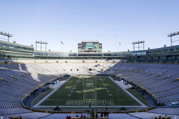 Lambeau Field is seen before an NFL football game between the Green Bay Packers and the Chicago Bears Sunday, Dec. 15, 2019, in Green Bay, Wis. (AP Photo/Matt Ludtke)