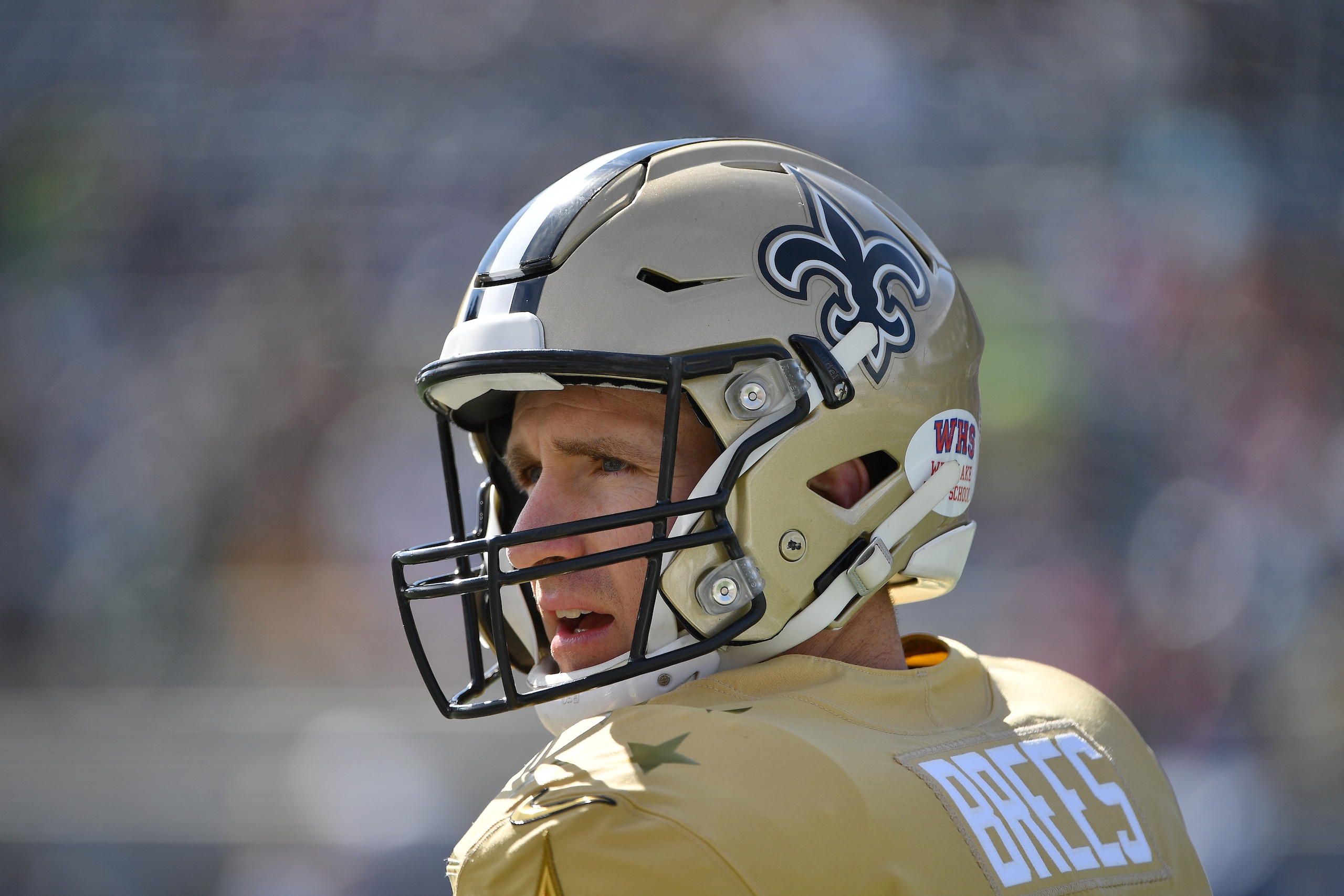 ORLANDO, FLORIDA - JANUARY 26: Drew Brees #9 of the New Orleans Saints warming up prior to the 2020 NFL Pro Bowl at Camping World Stadium on January 26, 2020 in Orlando, Florida. (Photo by Mark Brown/Getty Images) ORLANDO, FLORIDA - JANUARY 26: Drew Brees #9 of the New Orleans Saints warming up prior to the 2020 NFL Pro Bowl at Camping World Stadium on January 26, 2020 in Orlando, Florida. (Photo by Mark Brown/Getty Images)