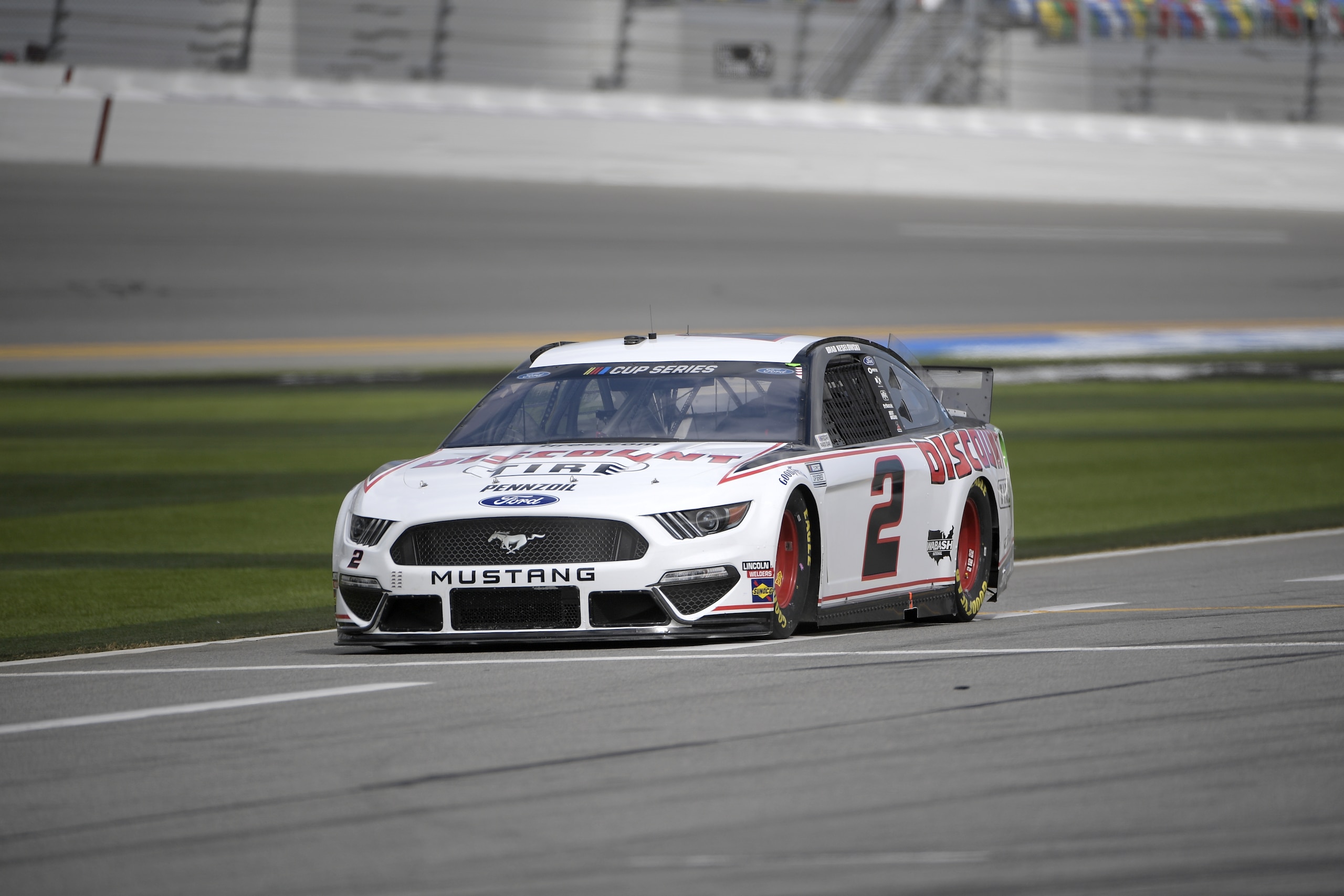 Brad Keselowski (2) makes his way down pit road during a practice session for a NASCAR Daytona 500 auto race at Daytona International Speedway, Saturday, Feb. 15, 2020, in Daytona Beach, Fla. (AP Photo/Phelan M. Ebenhack) Brad Keselowski (2) makes his way down pit road during a practice session for a NASCAR Daytona 500 auto race at Daytona International Speedway, Saturday, Feb. 15, 2020, in Daytona Beach, Fla. (AP Photo/Phelan M. Ebenhack)