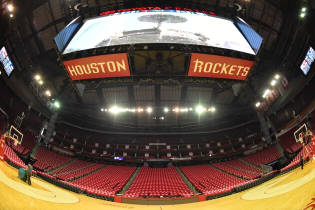 HOUSTON,TEXAS : Here is a photograph of the Houston Rockets logo and big screen against the Los Angeles Clippers at the Toyota Center During Game Two of the Western Conference Semifinals during the 2015 NBA Playoffs on May 6, 2015 in Houston,Texas NOTE TO USER: User expressly acknowledges and agrees that, by downloading and/or using this Photograph, user is consenting to the terms and conditions of the Getty Images License Agreement. Mandatory Copyright Notice: Copyright 2015 NBAE (Photo by Jesse D. Garrabrant/NBAE via Getty Images)