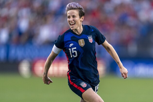 FRISCO, TX - MARCH 11: Megan Rapinoe #15 of the United States celebrates during a game between Japan and USWNT at Toyota Stadium on March 11, 2020 in Frisco, Texas. (Photo by Brad Smith/ISI Photos/Getty Images)