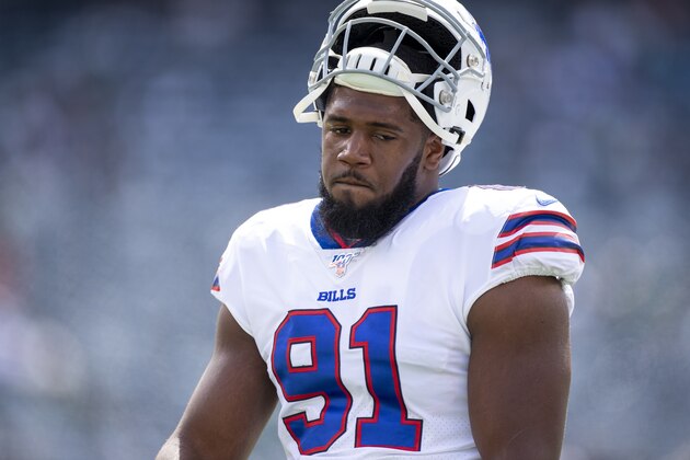 EAST RUTHERFORD, NJ - SEPTEMBER 08:  Ed Oliver #91 of the Buffalo Bills warms up before the game against the New York Jets at MetLife Stadium on September 8, 2019 in East Rutherford, New Jersey. Buffalo defeats New York 17-16.  (Photo by Brett Carlsen/Getty Images)