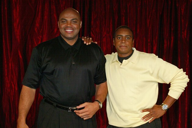 LOS ANGELES, CA - FEBRUARY 09: Charles Barkley and Ahmad Rashad pose for a photo during an Ahmad Rashad One on One Taping as part of 2004 NBA All Star Weekend on February 9, 2004 in Los Angeles, California. NOTE TO USER: User expressly acknowledges and agrees that, by downloading and/or using this Photograph, User is consenting to the terms and conditions of the Getty Images License Agreement (Photo by Scott Quintard/NBAE via Getty Images) LOS ANGELES, CA - FEBRUARY 09: Charles Barkley and Ahmad Rashad pose for a photo during an Ahmad Rashad One on One Taping as part of 2004 NBA All Star Weekend on February 9, 2004 in Los Angeles, California. NOTE TO USER: User expressly acknowledges and agrees that, by downloading and/or using this Photograph, User is consenting to the terms and conditions of the Getty Images License Agreement (Photo by Scott Quintard/NBAE via Getty Images)