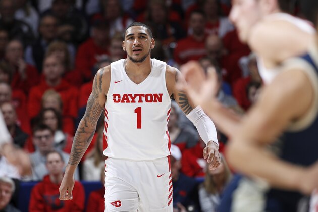 DAYTON, OH - MARCH 07: Obi Toppin #1 of the Dayton Flyers looks on during a game against the George Washington Colonials at UD Arena on March 7, 2020 in Dayton, Ohio. (Photo by Joe Robbins/Getty Images)