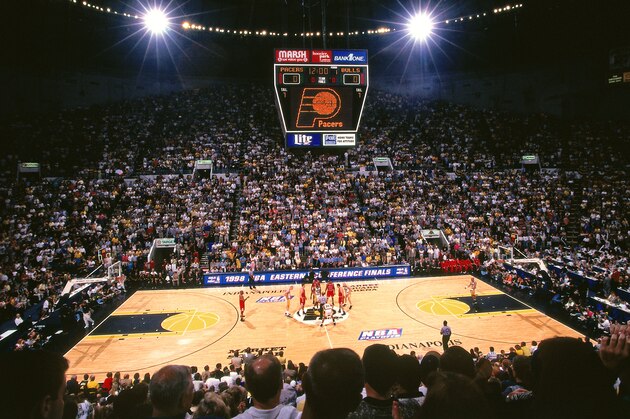 INDIANAPOLIS, IN - MAY 29: A general view of the arena before Game Six of the Eastern Conference Finals between the Chicago Bulls and the Indiana Pacers during the 1998 NBA Playoffs on May 29, 1998 at Market Square Arena in Indianapolis, Indiana. NOTE TO USER: User expressly acknowledges and agrees that, by downloading and/or using this photograph, user is consenting to the terms and conditions of the Getty Images License Agreement. Mandatory Copyright Notice: Copyright 1998 NBAE (Photo by Fernando Medina/NBAE via Getty Images)