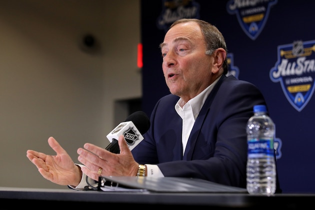 ST LOUIS, MISSOURI - JANUARY 24: Commissioner Gary Bettman speaks to the media prior to the 2020 NHL All-Star Skills Competition at Enterprise Center on January 24, 2020 in St Louis, Missouri. (Photo by Bruce Bennett/Getty Images) ST LOUIS, MISSOURI - JANUARY 24: Commissioner Gary Bettman speaks to the media prior to the 2020 NHL All-Star Skills Competition at Enterprise Center on January 24, 2020 in St Louis, Missouri. (Photo by Bruce Bennett/Getty Images)