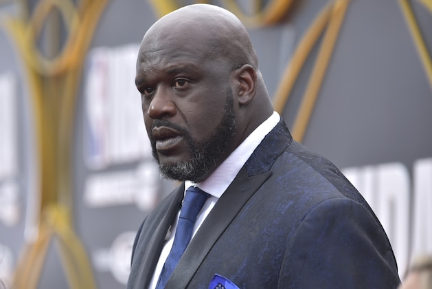 Shaquille O'Neal arrives at the NBA Awards on Monday, June 24, 2019, at the Barker Hangar in Santa Monica, Calif. (Photo by Richard Shotwell/Invision/AP)