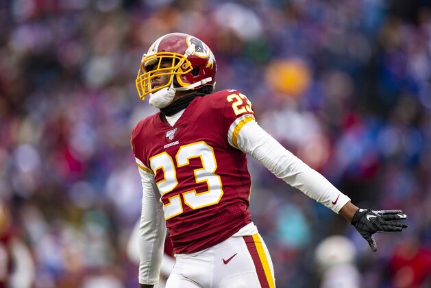 ORCHARD PARK, NY - NOVEMBER 03:  Quinton Dunbar #23 of the Washington Redskins celebrates a incomplete pass by the Buffalo Bills during the fourth quarter at New Era Field on November 3, 2019 in Orchard Park, New York. Buffalo defeats Washington 24-9.  (Photo by Brett Carlsen/Getty Images)