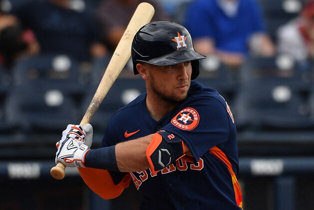 WEST PALM BEACH, FLORIDA - MARCH 10: Alex Bregman #2 of the Houston Astros bats during the spring training game against the New York Mets at FITTEAM Ballpark of The Palm Beaches on March 10, 2020 in West Palm Beach, Florida. (Photo by Mark Brown/Getty Images)