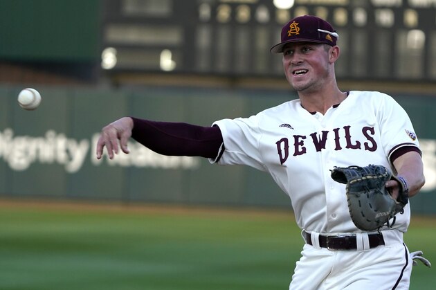 Arizona State infielder Spencer Torkelson (20) during an NCAA baseball game against Arizona State on Tuesday, Feb. 18, 2020, in Phoenix, Ariz. (AP Photo/Rick Scuteri)