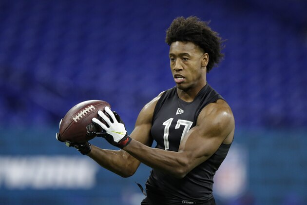 Liberty wide receiver Antonio Gandy-Golden runs a drill at the NFL football scouting combine in Indianapolis, Thursday, Feb. 27, 2020. (AP Photo/Michael Conroy) Liberty wide receiver Antonio Gandy-Golden runs a drill at the NFL football scouting combine in Indianapolis, Thursday, Feb. 27, 2020. (AP Photo/Michael Conroy)