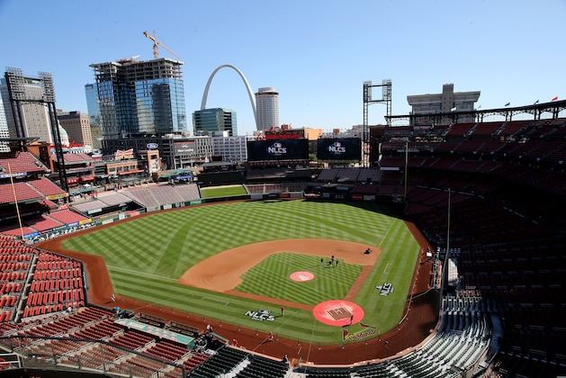 ST LOUIS, MISSOURI - OCTOBER 12: An overhead view of Busch Stadium is seen before game two of the National League Championship Series between the Washington Nationals and the St. Louis Cardinals on October 12, 2019 in St Louis, Missouri. (Photo by Scott Kane/Getty Images) ST LOUIS, MISSOURI - OCTOBER 12: An overhead view of Busch Stadium is seen before game two of the National League Championship Series between the Washington Nationals and the St. Louis Cardinals on October 12, 2019 in St Louis, Missouri. (Photo by Scott Kane/Getty Images)