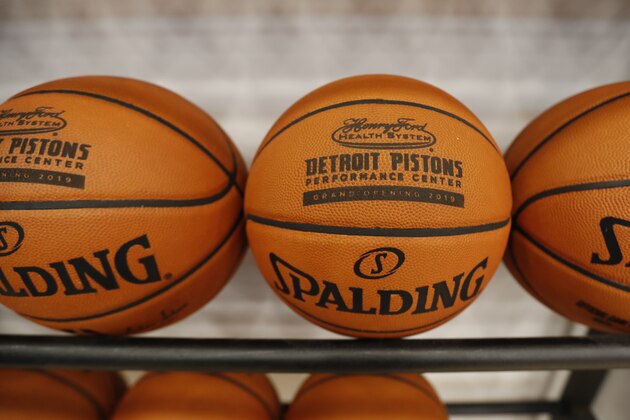 Basketballs sporting the Henry Ford Detroit Pistons Performance Center logo are displayed Monday, Oct. 7, 2019, in Detroit. The $90 million center includes a sports medicine, treatment and rehab facility managed by the Henry Ford Health System, as well as retail and public spaces. (AP Photo/Carlos Osorio) Basketballs sporting the Henry Ford Detroit Pistons Performance Center logo are displayed Monday, Oct. 7, 2019, in Detroit. The $90 million center includes a sports medicine, treatment and rehab facility managed by the Henry Ford Health System, as well as retail and public spaces. (AP Photo/Carlos Osorio)