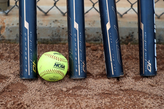 GREENSBORO, NC - MARCH 11: NCAA Softball and bats during a game between Northern Illinois and UNC Greensboro at UNCG Softball Stadium on March 11, 2020 in Greensboro, North Carolina. (Photo by Andy Mead/ISI Photos/Getty Images)