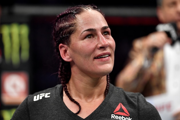 LAS VEGAS, NEVADA - DECEMBER 14:  Jessica Eye waits for the decision in her women's flyweight bout during the UFC 245 event at T-Mobile Arena on December 14, 2019 in Las Vegas, Nevada. (Photo by Jeff Bottari/Zuffa LLC)