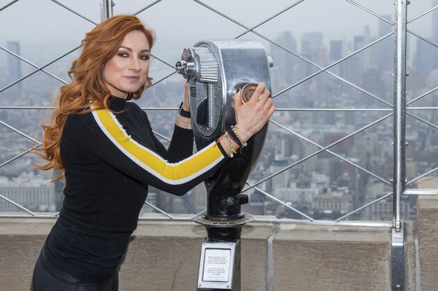 WWE Superstar Becky Lynch visits the Empire State Building to promote WrestleMania 35 on Friday, April 5, 2019, in New York. (Photo by Charles Sykes/Invision/AP)