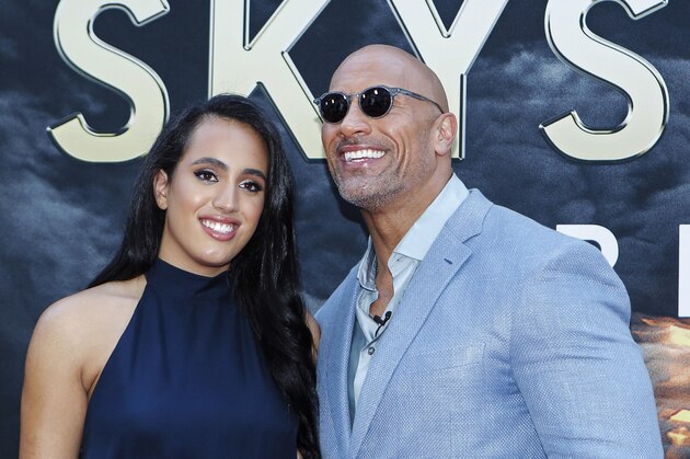 Actor Dwayne Johnson and his daughter Simone Alexandra Johnson attend the premiere of 'Skyscraper' on July 10, 2018 in New York City. (Photo by KENA BETANCUR / AFP)        (Photo credit should read KENA BETANCUR/AFP via Getty Images)