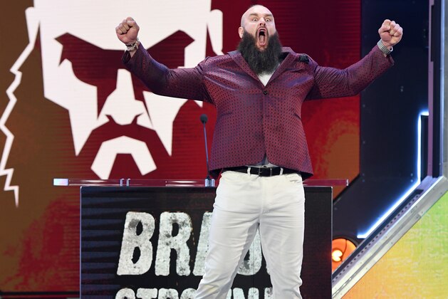 LAS VEGAS, NEVADA - OCTOBER 11:  WWE wrestler Braun Strowman is introduced at a WWE news conference at T-Mobile Arena on October 11, 2019 in Las Vegas, Nevada. Strowman will face heavyweight boxer Tyson Fury and WWE champion Brock Lesnar will take on former UFC heavyweight champion Cain Velasquez at the WWE's Crown Jewel event at Fahd International Stadium in Riyadh, Saudi Arabia on October 31.  (Photo by Ethan Miller/Getty Images)